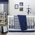 Navy Pintucked Cot Quilt (90 x 110cm)