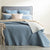 Diamante Blue Cotton Quilted Coverlet Set